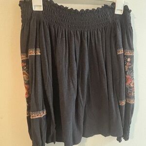 American Eagle Outfitters Black Shirt with Floral Embroidery